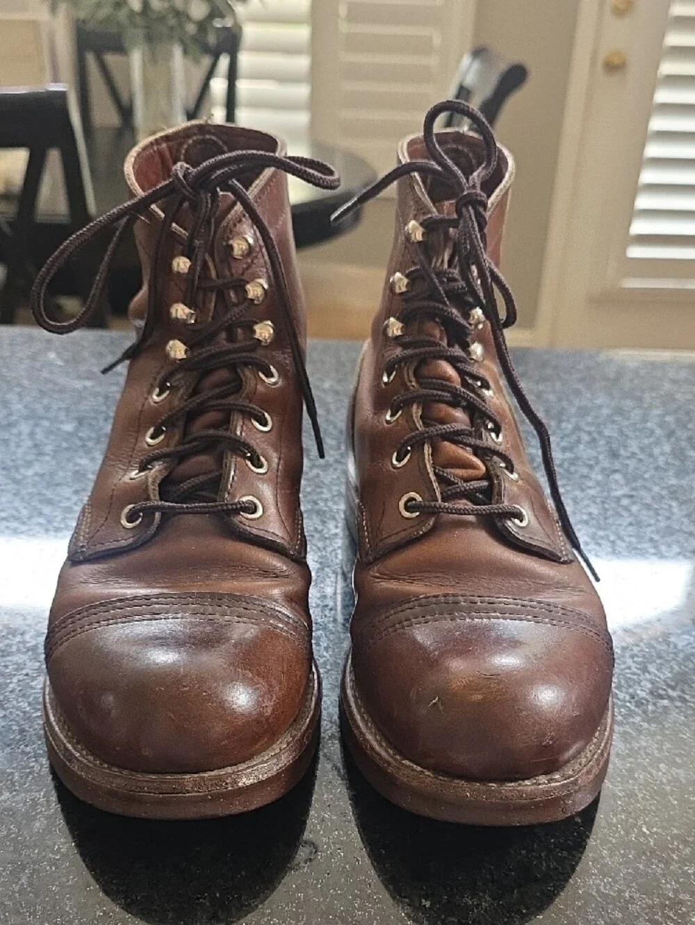 Men's Brown Leather Lace-Up Work Boots